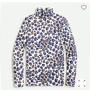 J CREW Tissue Turtleneck in Watercolor Leopard Medium AS746 NWT
